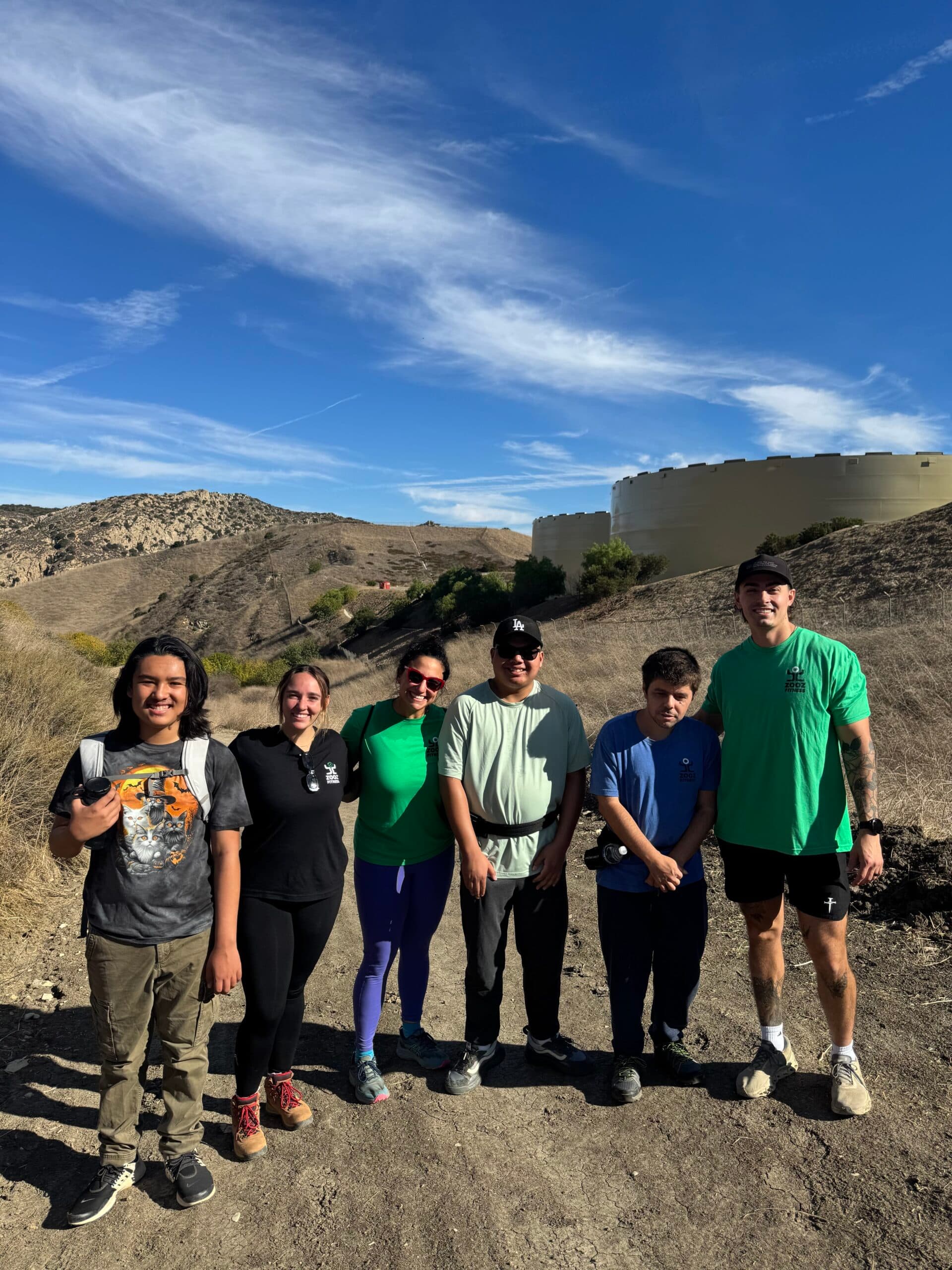 ZOOZ coaches and athletes hike El Scorpion Trail.